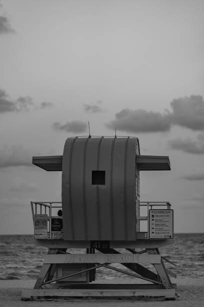 lifeguard house black and white Miami Beach