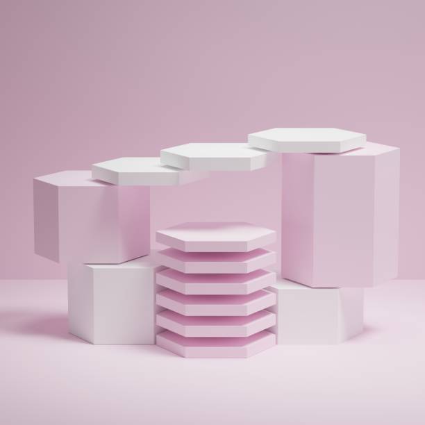 istock 3d rendering display product abstract minimal scene with geometric podium platform. stand for cosmetic products. Stage showcase on pedestal 3d studio. 1440313926