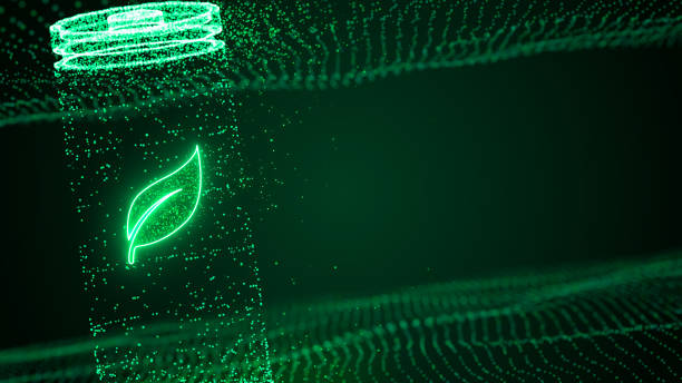 Lithium ion battery recharging with eco leaf symbol, clean renewable green innovation for environment, Net Zero Emission energy storage technology background, carbon neutral power concept 3d illustration recarga de batería de iones de litio con símbolo de hoja ecológica, innovación verde renovable limpia para el medio ambiente, fondo de tecnología de almacenamiento de energía de cero emisiones netas, concepto de energía neutral en carbono ilustraci�
