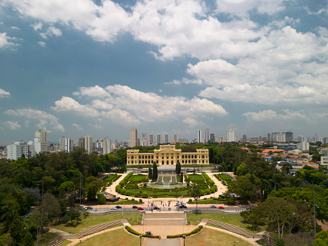 São Paulo, SP, Brazil - November 09, 2022: Aerial view of the Ipiranga Museum