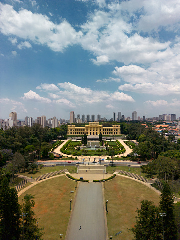São Paulo, SP, Brazil - November 09, 2022: Aerial view of the Ipiranga Museum