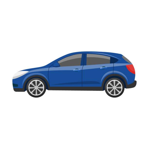 blue hatchback Car vector illustration. Car design, side view of hatchback, sedan, coupe, SUV, pickup truck isolated on white background vector art illustration