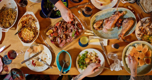 istock Top Down Shot of Thanksgiving Dinner Table 1440328300