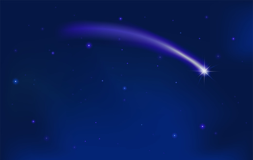 Christmas card with starry sky and Halley's comet,
Vector illustration