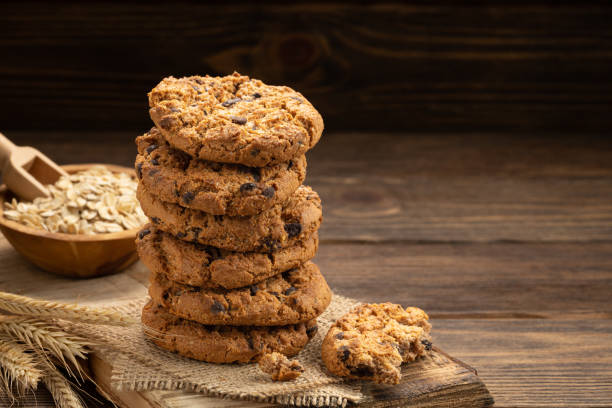 istock Oatmeal cookies on a wooden table. 1440332767