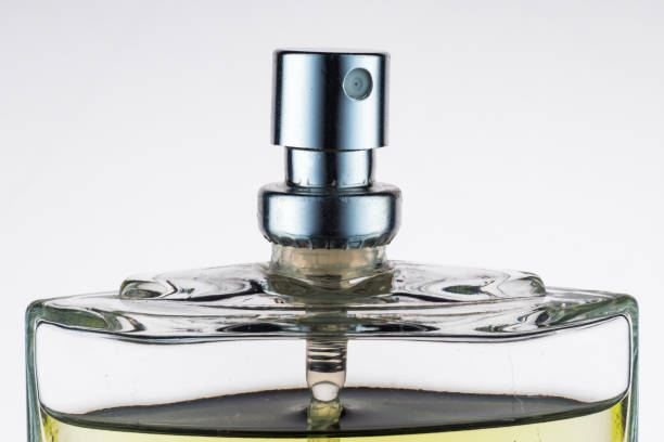 Fragment of a glass spray bottle with perfume