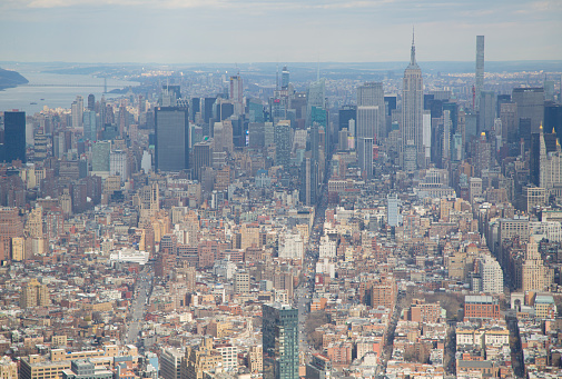 Aerial view of Manhattan Island, city of New York.