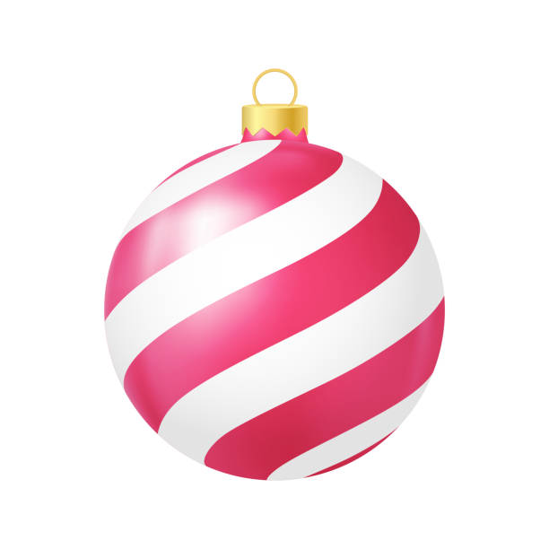 istock Pink Christmas tree toy with lines Realistic color illustration 1440341700