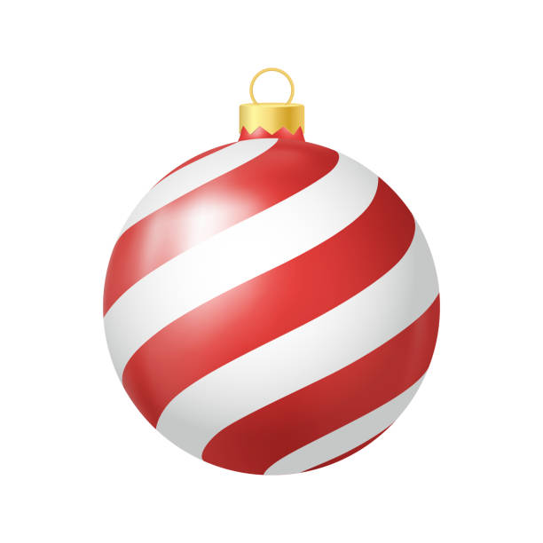 istock Red Christmas tree toy with lines Realistic color illustration 1440341833