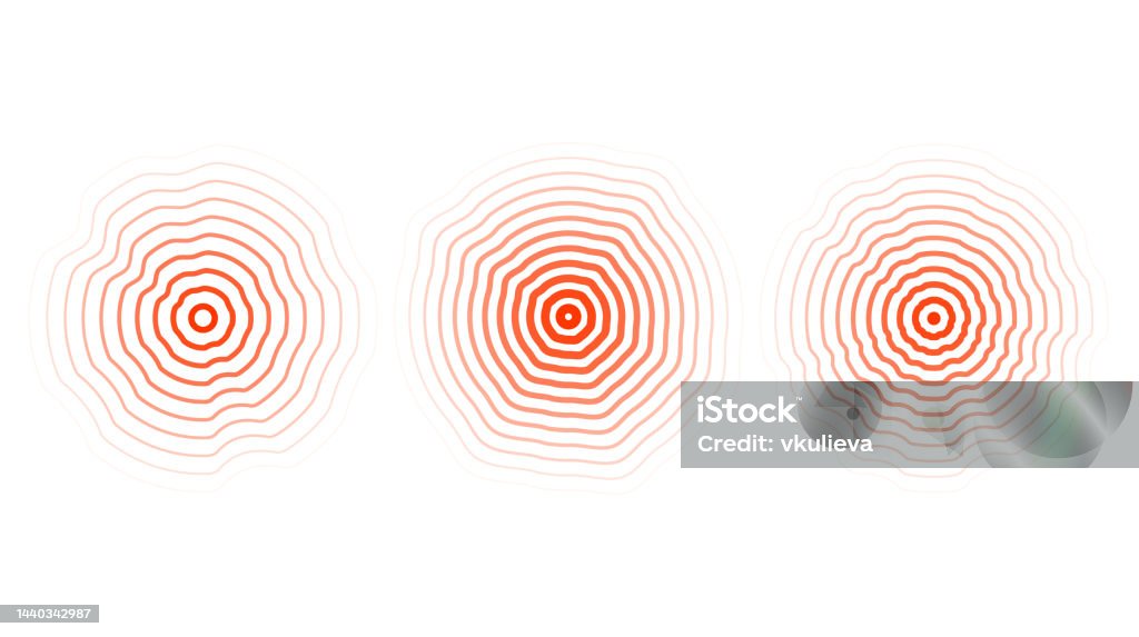 Distorted Rings Red Concentric Ripple Circles Set Sonar Or Sound Wave Distorted Rings ...