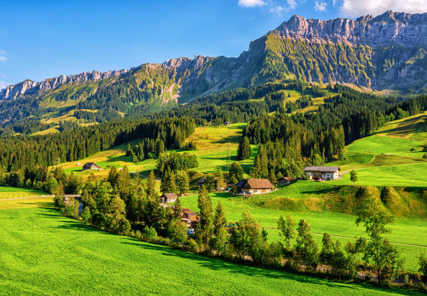 vale alpino em emmentaler alps, switzerland - emme valley - fotografias e filmes do acervo