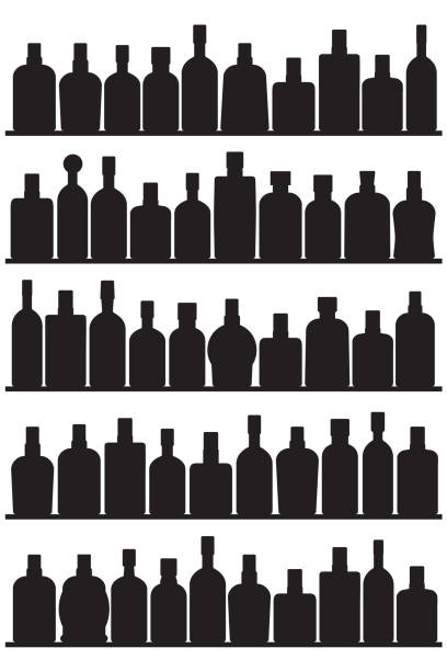 Liquor Bottles in Silhouette vector art illustration