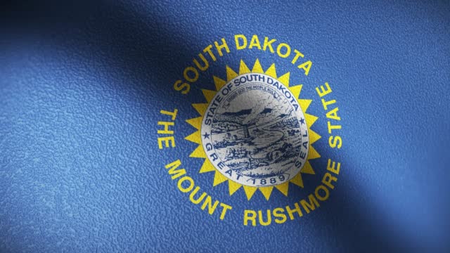 Animated Waving State Of South Dakota Flag Animation Stock Video - South Dakota Flag Wave and Textured 3d Rendered - Highly Detailed Fabric Pattern and Loopable - Flag Of Us States Territories