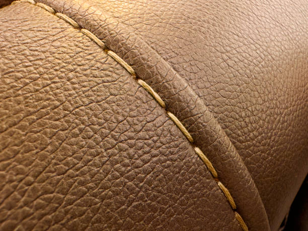 レザー家具の詳細 - sewing leather textile seam ストックフォトと画像