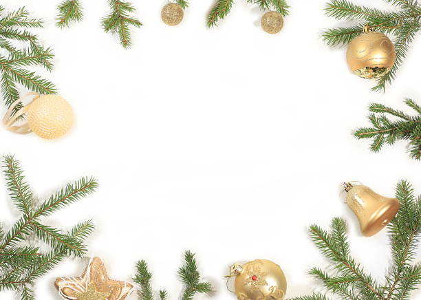 istock Happy New Year 2023. Christmas decorations, creative background with Christmas decorations, balls and fir branches with lights and snow, greeting cards, 1440346723