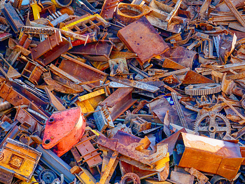 Metal scrap outside a foundry to be recycled.