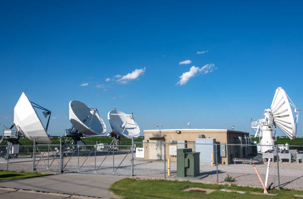 satellite dishes An array of satellite communications antenna dishes. They are used to transmit or receive radio waves from satellites in space. 
North Platte, Nebraska, USA
07/13/2022 robert michaud stock pictures, royalty-free photos & images
