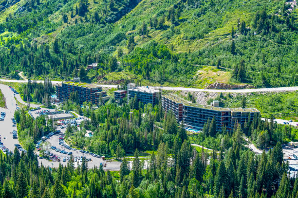 Snowbird lodge The main hotel at Snowbird Resort in Little Cottonwood Canyon in summer. The resort is located on the western edge of the Wasatch Mountains.
Snowbird Resort, Utah, USA
07/04/2022 robert michaud stock pictures, royalty-free photos & images