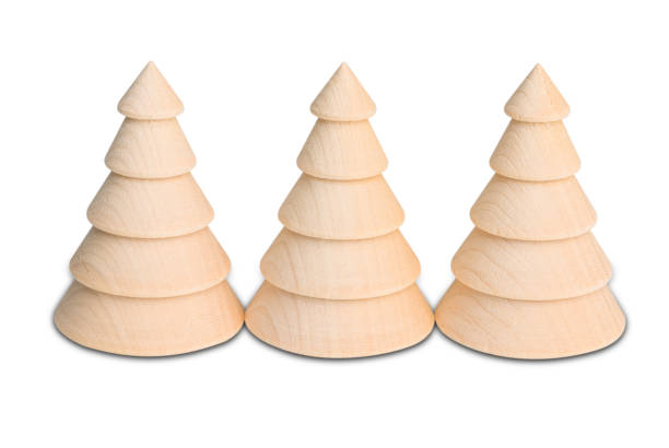 istock Wooden Christmas tree figurine isolated on a white background, clipping path. Copy space. 1440349860