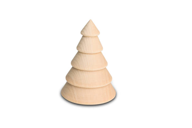 istock Wooden Christmas tree figurine isolated on a white background, clipping path. Copy space. 1440350046