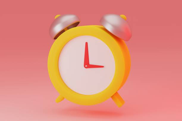 istock Yellow vintage ringing alarm clock on bright pink background 3d rendering 1440351876