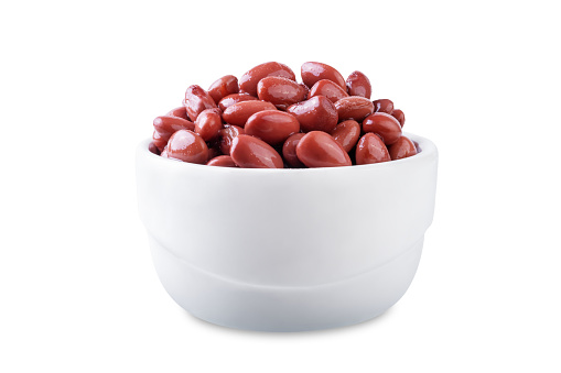Fresh canned kidney beans on a white isolated background. toning. selective focus