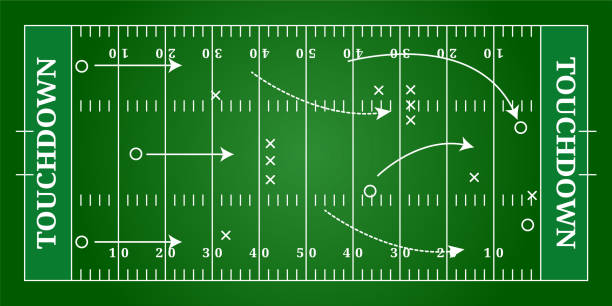 アメリカンフットボール場、戦術上面図 - sport match sideline competition点のイラスト素材／クリップアート素材／マンガ素材／アイコン素材