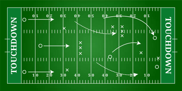 поле для американского футбола, тактический вид сверху - american football stadium stock illustrations