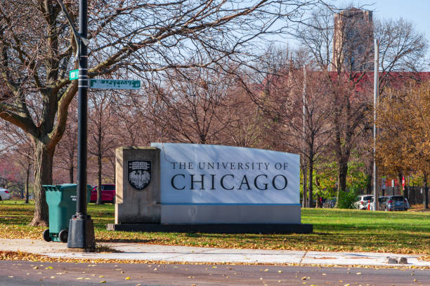 University of Chicago sign stock photo