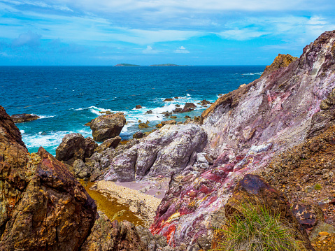 A Rocky Outcropping on Cas Cay looking out to the Caribbean sea on St Thomas Virgin Islands