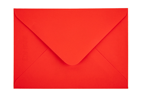 Open red envelope isolated on white background