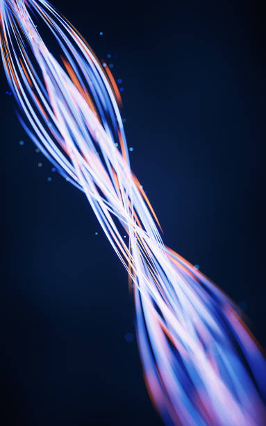 istock Flowing curves with glowing neon lines, 3d rendering. 1440383223