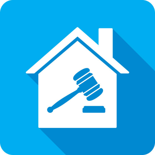 haus hammer icon silhouette 2 - american justice audio stock-grafiken, -clipart, -cartoons und -symbole