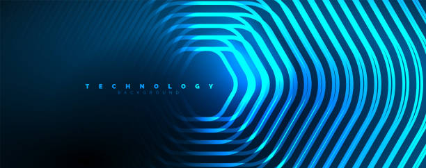 Techno shiny hexagons abstract background, technology energy space light concept, abstract background wallpaper design Techno shiny hexagons abstract background, technology energy space light concept, abstract background wallpaper design metal architecture abstract backgrounds stock illustrations