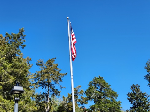 American flag on a cloudless day
