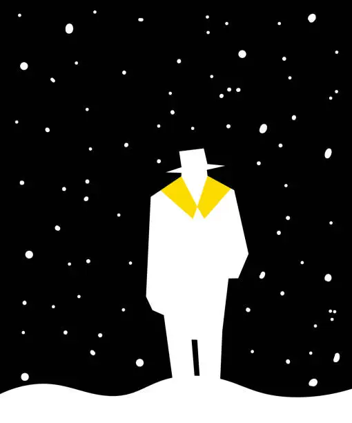 Vector illustration of Man on a snowstorm