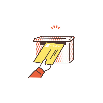 An illustration depicting mail being put into the mailbox. vector.
