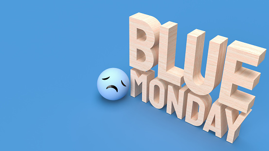 blue Monday text for abstract background 3d rendering