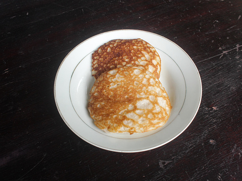 Serabi, a typical Indonesian pancake made from rice flour and coconut milk.  Serabi is one of the roadside snacks and a favorite menu during the month of Ramadan