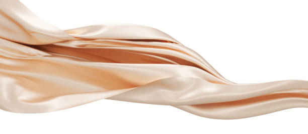 istock Gold cloth flying in the wind isolated on white background 3D render 1440405000