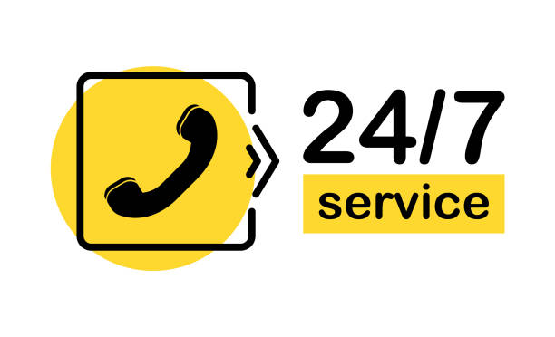 24 7 service icon. 24-7 support. 24/7 call center. Call twenty four hour. Vector illustration. 24 7 service icon. 24-7 support. 24/7 call center. Call twenty four hour. Vector illustration. 24 hrs stock illustrations