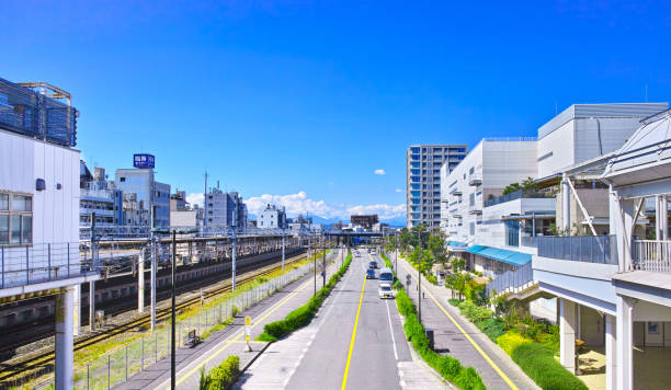 Scenery to the west of the north exit of Tsujido Station in fine weather stock photo