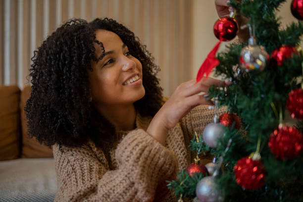 istock Happy woman celebrating Christmas 1440409476