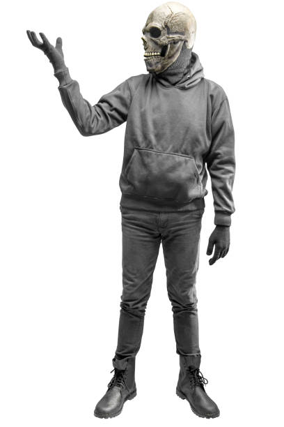 istock Man with a skull head costume for Halloween 1440411429