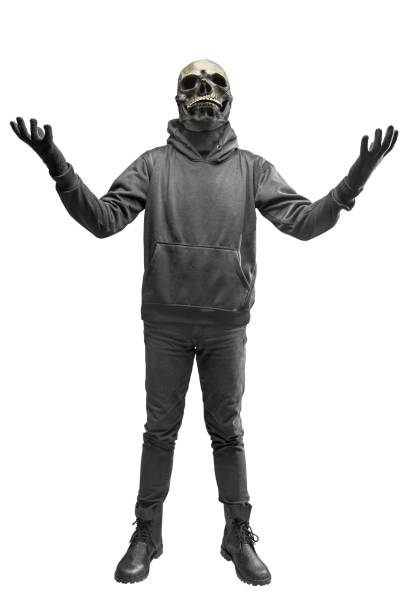 istock Man with a skull head costume for Halloween 1440411539