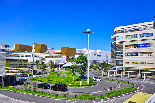 Fujisawa City, Kanagawa Prefecture, the scenery in front of the north exit station on the opposite side of Tsujido Station on a sunny day