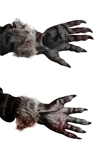 Werewolf hand isolated over white background