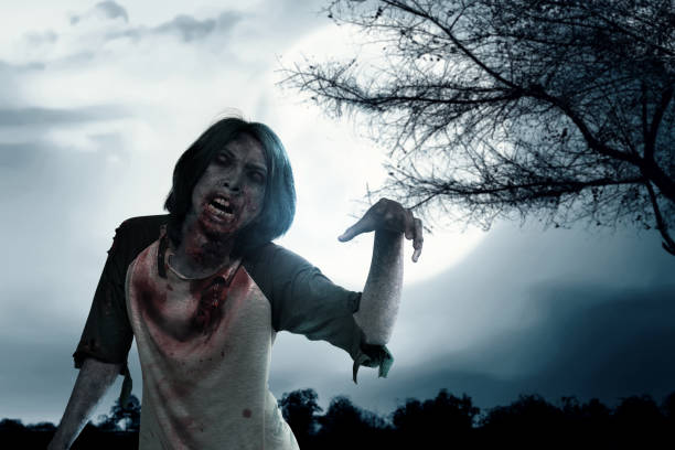 istock Scary zombie with blood and wound on his body 1440415271