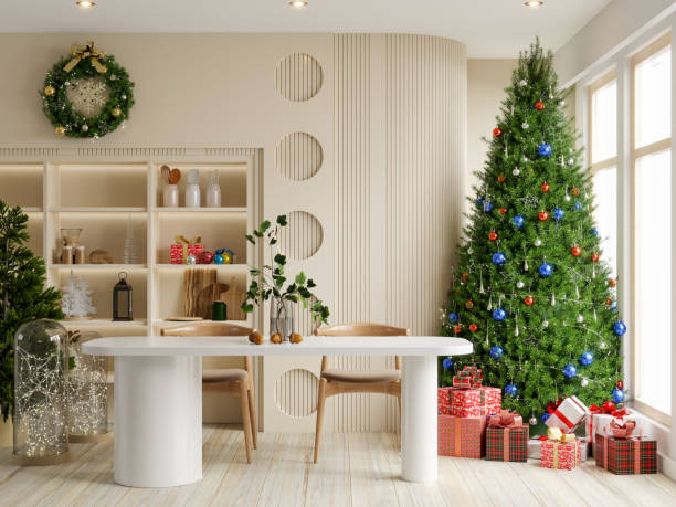 istock Minimal dining room interior design,christmas room. 1440419636