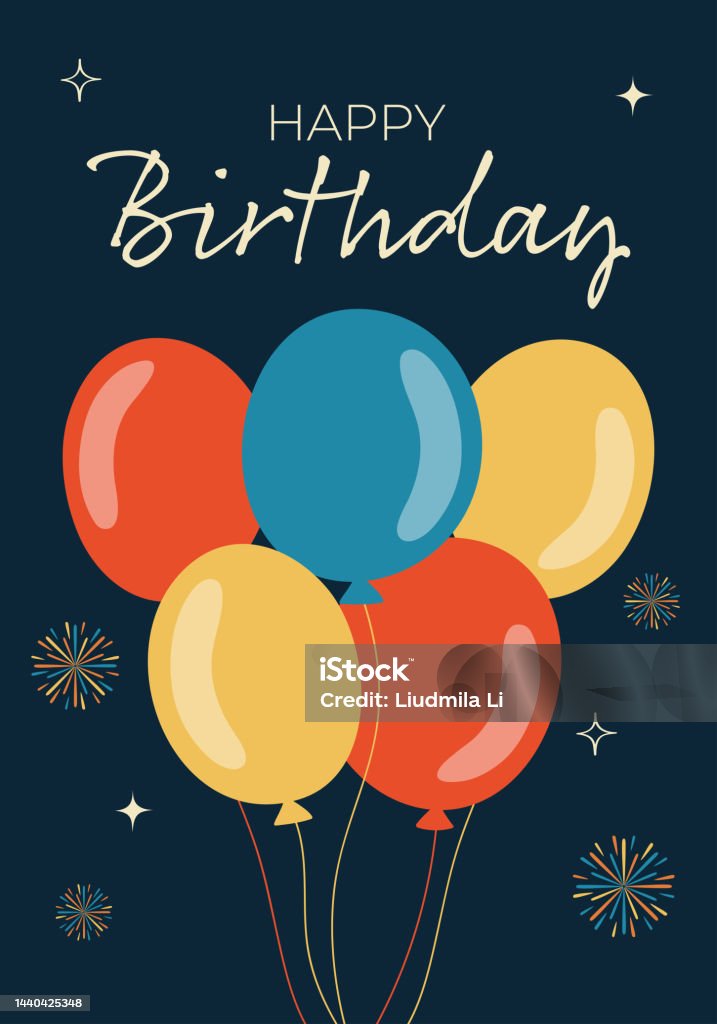 Happy birthday greeting card. - Royalty-free Verjaardagskaart vectorkunst Happy birthday greeting card. - Royalty-free Verjaardagskaart vectorkunst